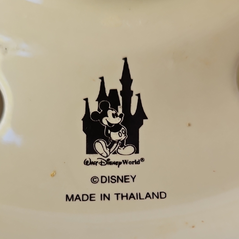VINTAGE  CERAMIC  CANDLE JAR  SHADE  DISNEY WITH VICTORIAN  MICKEY AND  MINNIE - Picture 4 of 17